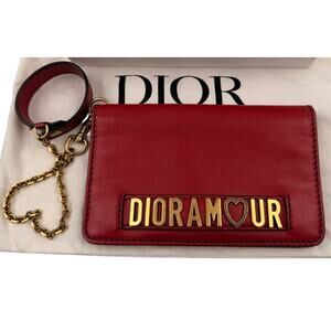 Dior Dioramour Red Clutch with Chained Wristlet